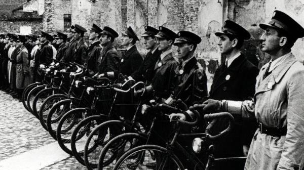 Jewish ghetto police lined up